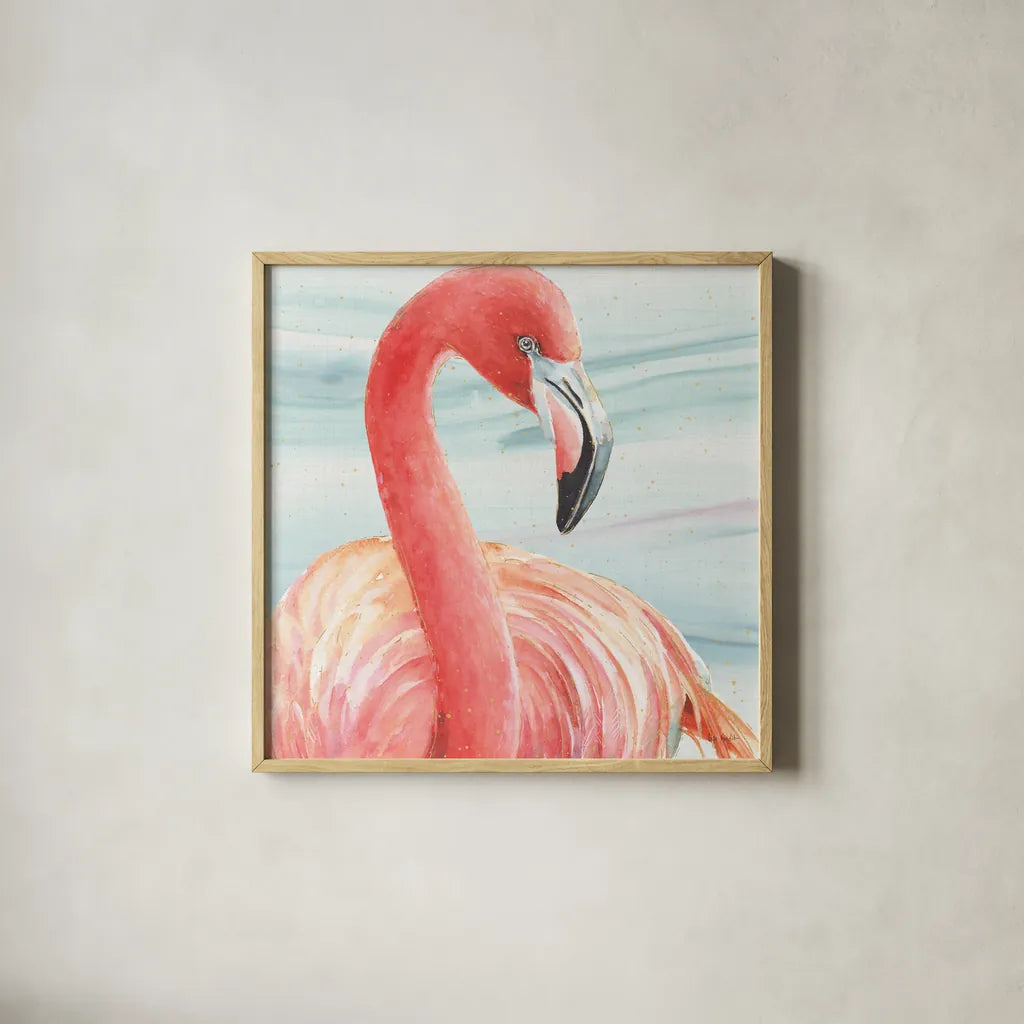 Gracefully Pink II Water Wash by Lisa Audit. Shown in a natural wood glass frame for a timeless modern aesthetic. Available as an archival giclee rolled canvas, fine art paper, or poster print. SKU 98661a.