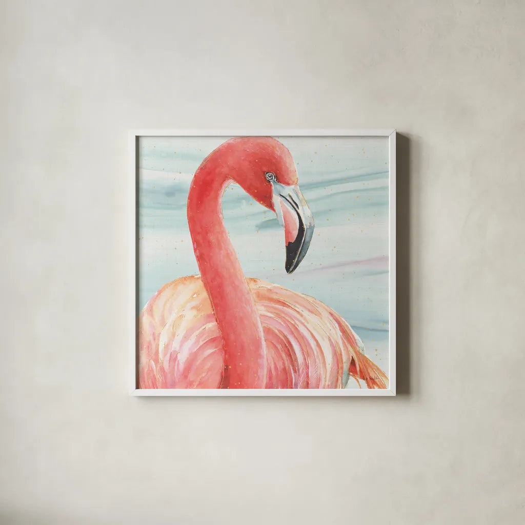 Gracefully Pink II Water Wash by Lisa Audit. Shown in a crisp white glass frame for a clean and minimalist style. Available as an archival giclee rolled canvas, fine art paper, or poster print. SKU 98661a.