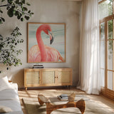 Gracefully Pink II Water Wash by Lisa Audit. Shown in a natural wood frame in a cozy modern living room. Available as an archival giclee rolled canvas, fine art paper, or poster print. SKU 98661a.
