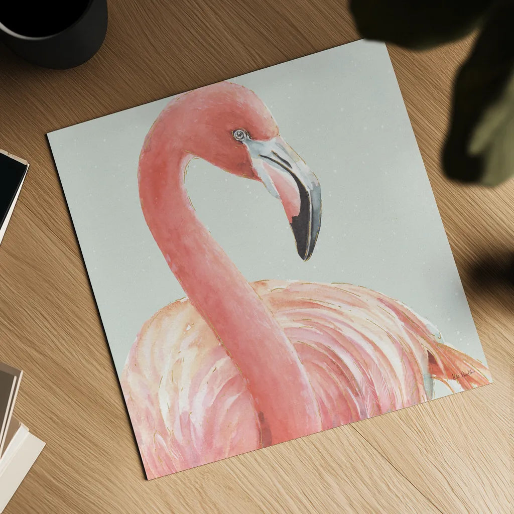 Gracefully Pink II with Green by Lisa Audit. Shown as a detailed flat fine art print, highlighting archival giclee quality. Available as an archival giclee rolled canvas, fine art paper, or poster print. SKU 82365a.