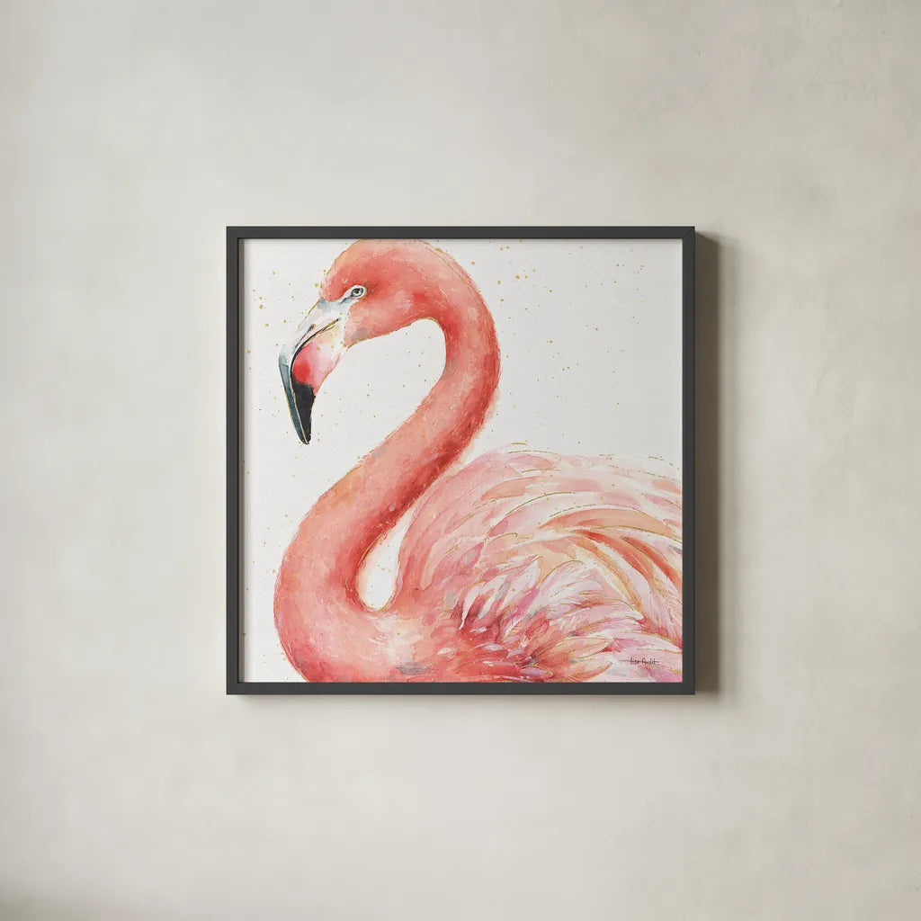 Gracefully Pink III by Lisa Audit. Shown in a sleek black glass frame for a contemporary gallery look. Available as an archival giclee rolled canvas, fine art paper, or poster print. SKU 28289a.