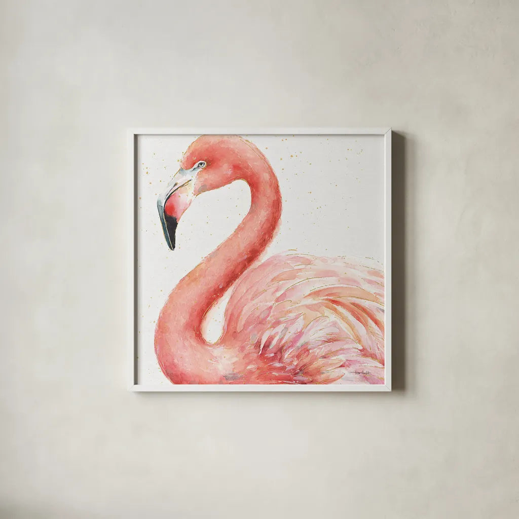 Gracefully Pink III by Lisa Audit. Shown in a crisp white glass frame for a clean and minimalist style. Available as an archival giclee rolled canvas, fine art paper, or poster print. SKU 28289a.