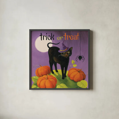 Happy Haunting III by Lisa Audit. Shown in a sleek black glass frame for a contemporary gallery look. Available as an archival giclee rolled canvas, fine art paper, or poster print. SKU 80108a.