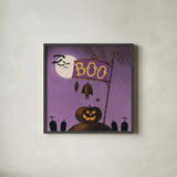 Happy Haunting IV by Lisa Audit. Shown in a sleek black glass frame for a contemporary gallery look. Available as an archival giclee rolled canvas, fine art paper, or poster print. SKU 80109a.