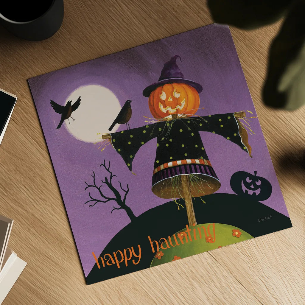 Happy Haunting V by Lisa Audit. Shown as a detailed flat fine art print, highlighting archival giclee quality. Available as an archival giclee rolled canvas, fine art paper, or poster print. SKU 80110a.