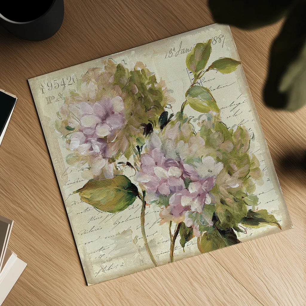 Harmonious V Marche de Fleurs Script by Lisa Audit. Shown as a detailed flat fine art print, highlighting archival giclee quality. Available as an archival giclee rolled canvas, fine art paper, or poster print. SKU 17680a.