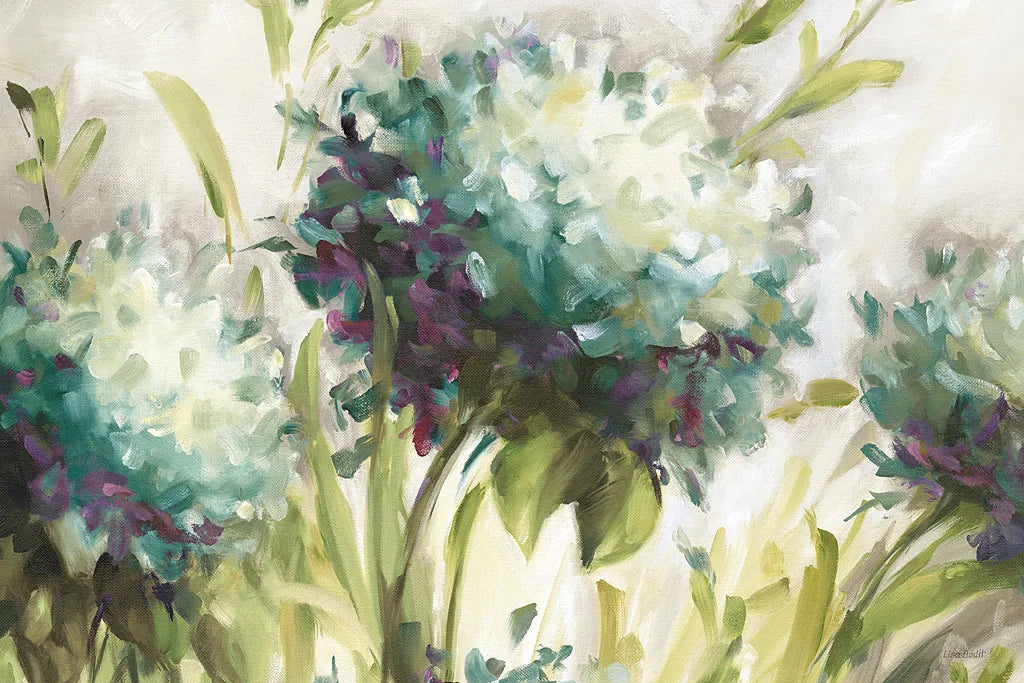 Hydrangea Field by Lisa Audit. SKU 12132i. Archival Giclee Fine art print for wall decor.