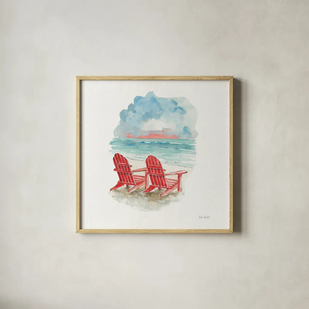 In the Moment V Sq by Lisa Audit. Shown in a natural wood glass frame for a timeless modern aesthetic. Available as an archival giclee rolled canvas, fine art paper, or poster print. SKU 17592a.