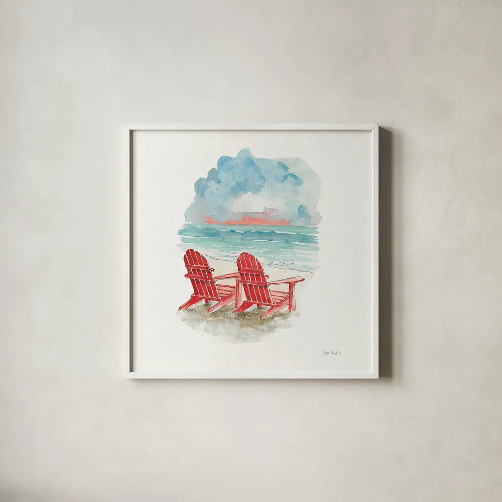 In the Moment V Sq by Lisa Audit. Shown in a crisp white glass frame for a clean and minimalist style. Available as an archival giclee rolled canvas, fine art paper, or poster print. SKU 17592a.