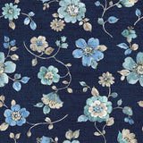 Indigold Flowers Mini trail Indigo by Lisa Audit. SKU 33663a. Archival Giclee Fine art print for wall decor.