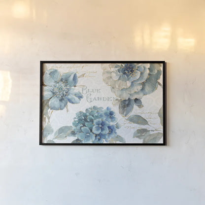 Indigold I by Lisa Audit. shown as a paper print in a black flame. Available as a archival giclee rolled canvas, fine art paper, or poster print. SKU 24196i.