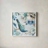 Indigold II by Lisa Audit. Shown in a crisp white glass frame for a clean and minimalist style. Available as an archival giclee rolled canvas, fine art paper, or poster print. SKU 24197a.