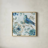 Indigold III by Lisa Audit. Shown in a natural wood glass frame for a timeless modern aesthetic. Available as an archival giclee rolled canvas, fine art paper, or poster print. SKU 24198a.