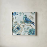 Indigold III by Lisa Audit. Shown in a crisp white glass frame for a clean and minimalist style. Available as an archival giclee rolled canvas, fine art paper, or poster print. SKU 24198a.
