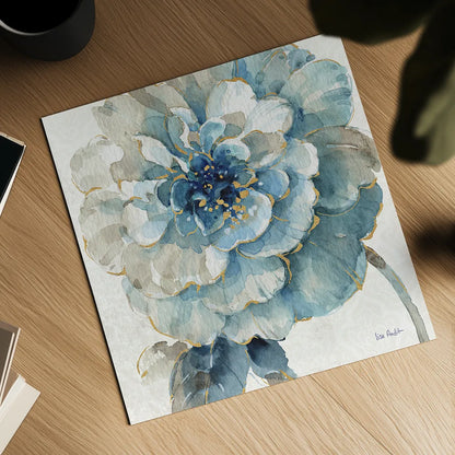 Indigold VII by Lisa Audit. Shown as a detailed flat fine art print, highlighting archival giclee quality. Available as an archival giclee rolled canvas, fine art paper, or poster print. SKU 24202a.