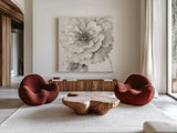 Indigold VII Gray by Lisa Audit. Shown as extra-large giant wall art in a modern living room. Available as an archival giclee rolled canvas, fine art paper, or poster print. SKU 45751a.