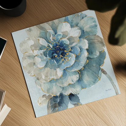 Indigold VII Light Blue by Lisa Audit. Shown as a detailed flat fine art print, highlighting archival giclee quality. Available as an archival giclee rolled canvas, fine art paper, or poster print. SKU 43078a.