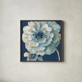 Indigold VII Navy by Lisa Audit. Shown in a sleek black glass frame for a contemporary gallery look. Available as an archival giclee rolled canvas, fine art paper, or poster print. SKU 45746a.