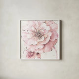 Indigold VII Pink by Lisa Audit. Shown in a crisp white glass frame for a clean and minimalist style. Available as an archival giclee rolled canvas, fine art paper, or poster print. SKU 46240a.