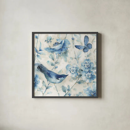 Indigold XI by Lisa Audit. Shown in a sleek black glass frame for a contemporary gallery look. Available as an archival giclee rolled canvas, fine art paper, or poster print. SKU 24206a.