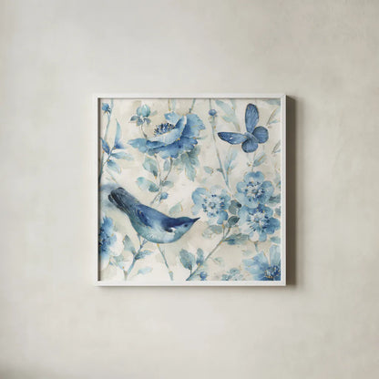 Indigold XI by Lisa Audit. Shown in a crisp white glass frame for a clean and minimalist style. Available as an archival giclee rolled canvas, fine art paper, or poster print. SKU 24206a.