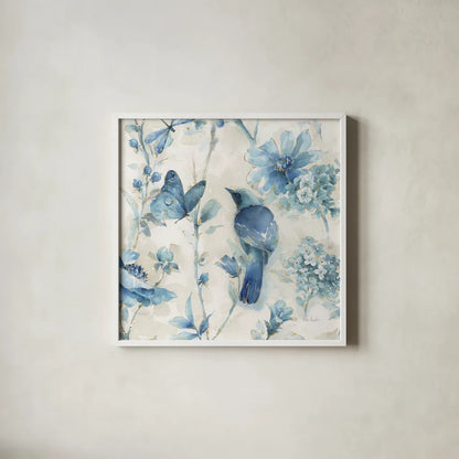 Indigold XII by Lisa Audit. Shown in a crisp white glass frame for a clean and minimalist style. Available as an archival giclee rolled canvas, fine art paper, or poster print. SKU 24207a.