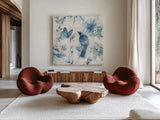 Indigold XII v2 by Lisa Audit. Shown as extra-large giant wall art in a modern living room. Available as an archival giclee rolled canvas, fine art paper, or poster print. SKU 54273a.
