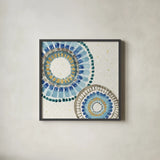 Indigold XVI by Lisa Audit. Shown in a sleek black glass frame for a contemporary gallery look. Available as an archival giclee rolled canvas, fine art paper, or poster print. SKU 24211a.