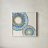 Indigold XVI by Lisa Audit. Shown in a crisp white glass frame for a clean and minimalist style. Available as an archival giclee rolled canvas, fine art paper, or poster print. SKU 24211a.