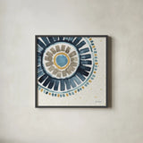 Indigold XVII by Lisa Audit. Shown in a sleek black glass frame for a contemporary gallery look. Available as an archival giclee rolled canvas, fine art paper, or poster print. SKU 24212a.