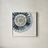 Indigold XVII by Lisa Audit. Shown in a crisp white glass frame for a clean and minimalist style. Available as an archival giclee rolled canvas, fine art paper, or poster print. SKU 24212a.