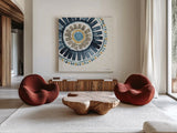 Indigold XVII by Lisa Audit. Shown as extra-large giant wall art in a modern living room. Available as an archival giclee rolled canvas, fine art paper, or poster print. SKU 24212a.