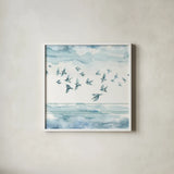 Indigold XXII by Lisa Audit. Shown in a crisp white glass frame for a clean and minimalist style. Available as an archival giclee rolled canvas, fine art paper, or poster print. SKU 24379a.
