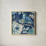 Indigold XXIII by Lisa Audit. Shown in a natural wood glass frame for a timeless modern aesthetic. Available as an archival giclee rolled canvas, fine art paper, or poster print. SKU 24380a.