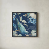 Indigold XXIV by Lisa Audit. Shown in a sleek black glass frame for a contemporary gallery look. Available as an archival giclee rolled canvas, fine art paper, or poster print. SKU 24381a.