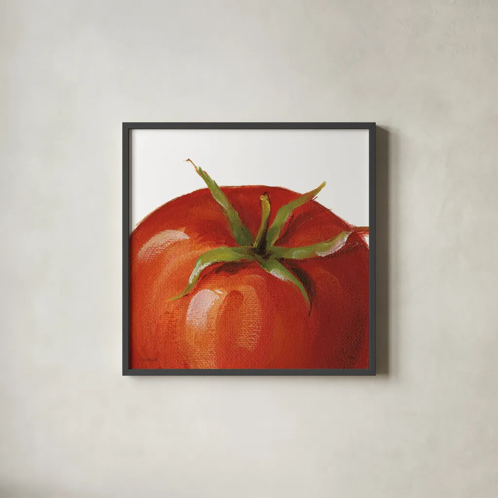 Juicy on White by Lisa Audit. Shown in a sleek black glass frame for a contemporary gallery look. Available as an archival giclee rolled canvas, fine art paper, or poster print. SKU 68125a.