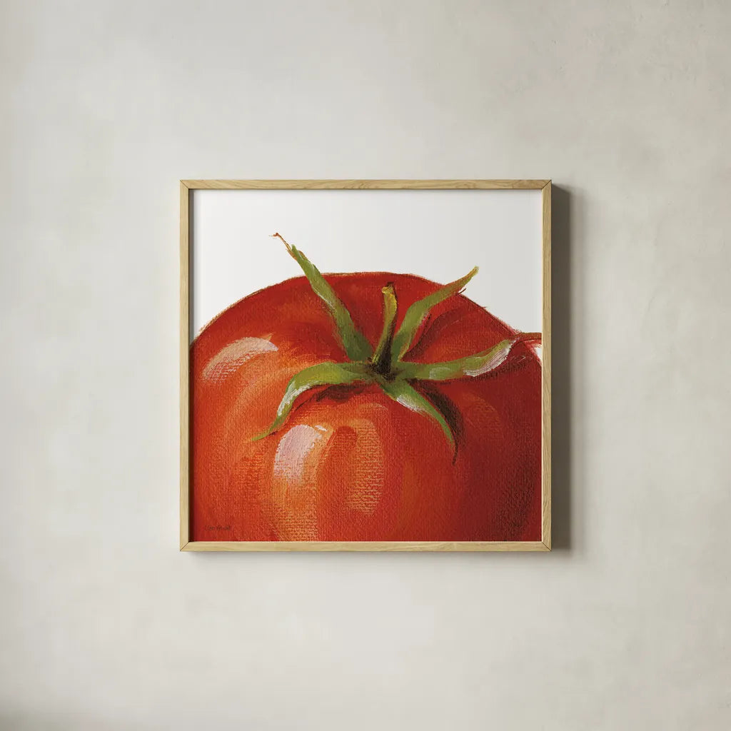 Juicy on White by Lisa Audit. Shown in a natural wood glass frame for a timeless modern aesthetic. Available as an archival giclee rolled canvas, fine art paper, or poster print. SKU 68125a.
