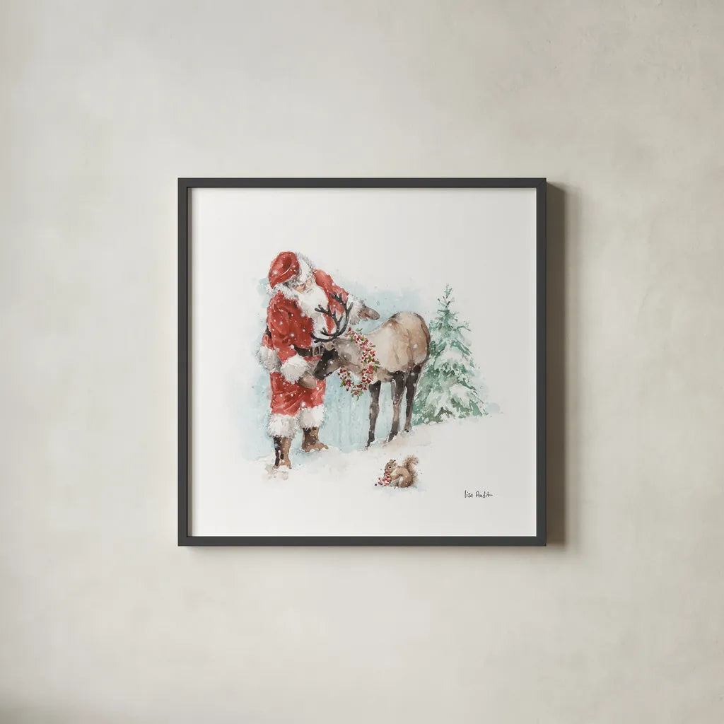 Magical Holidays III by Lisa Audit. Shown in a sleek black glass frame for a contemporary gallery look. Available as an archival giclee rolled canvas, fine art paper, or poster print. SKU 54763a.