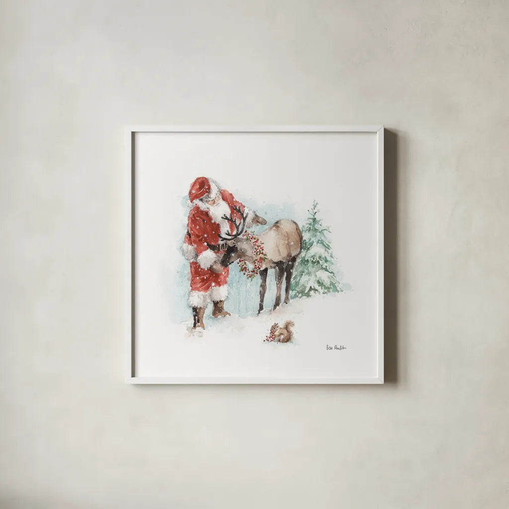 Magical Holidays III by Lisa Audit. Shown in a crisp white glass frame for a clean and minimalist style. Available as an archival giclee rolled canvas, fine art paper, or poster print. SKU 54763a.