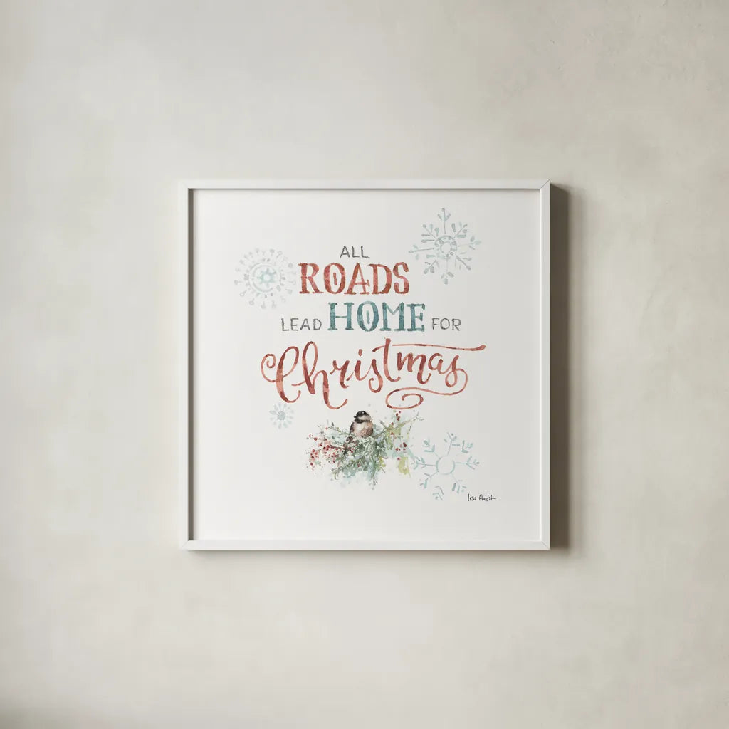Magical Holidays IX by Lisa Audit. Shown in a crisp white glass frame for a clean and minimalist style. Available as an archival giclee rolled canvas, fine art paper, or poster print. SKU 54769a.
