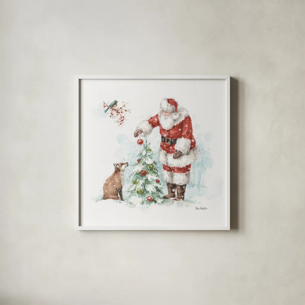 Magical Holidays V by Lisa Audit. Shown in a crisp white glass frame for a clean and minimalist style. Available as an archival giclee rolled canvas, fine art paper, or poster print. SKU 54765a.