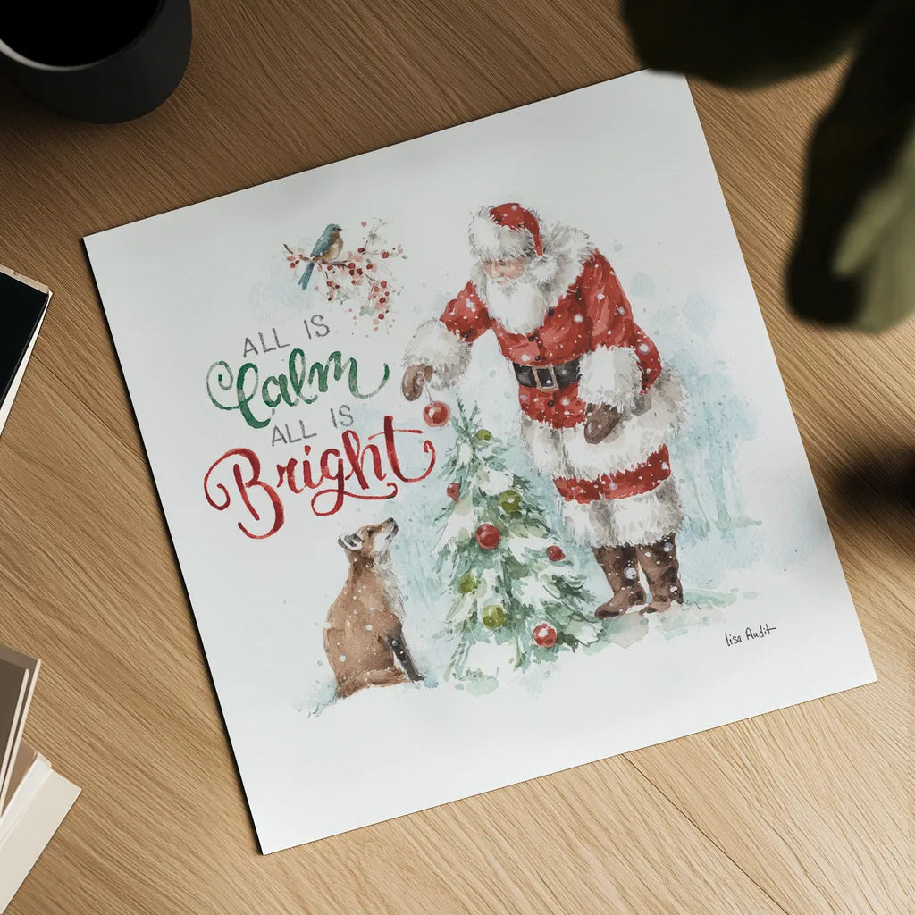 Magical Holidays V All is Calm by Lisa Audit. Shown as a detailed flat fine art print, highlighting archival giclee quality. Available as an archival giclee rolled canvas, fine art paper, or poster print. SKU 58376a.
