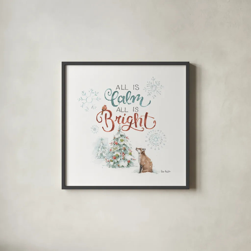 Magical Holidays VI by Lisa Audit. Shown in a sleek black glass frame for a contemporary gallery look. Available as an archival giclee rolled canvas, fine art paper, or poster print. SKU 54766a.