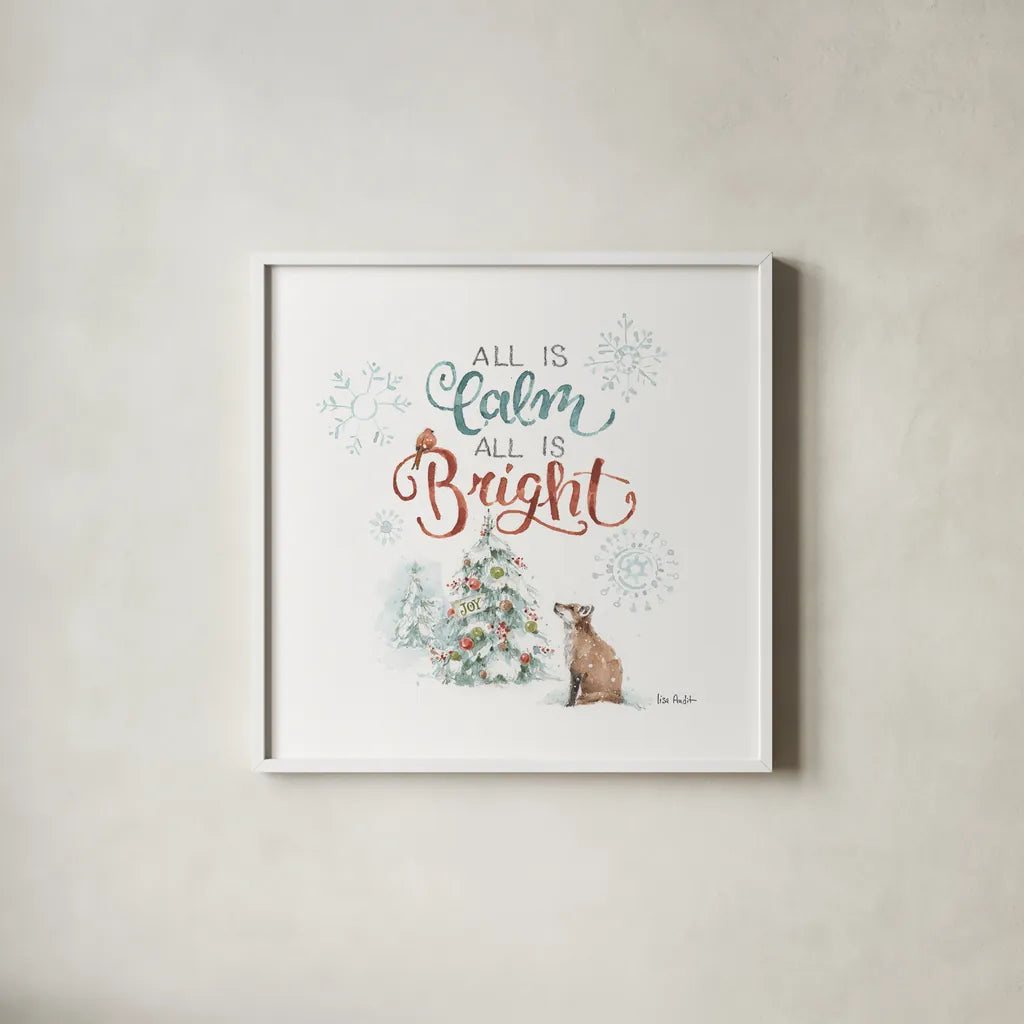Magical Holidays VI by Lisa Audit. Shown in a crisp white glass frame for a clean and minimalist style. Available as an archival giclee rolled canvas, fine art paper, or poster print. SKU 54766a.