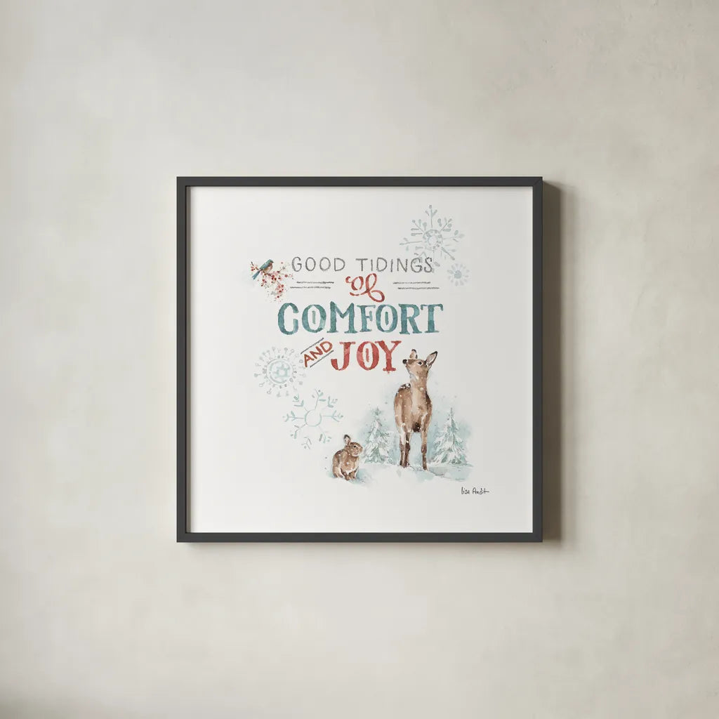 Magical Holidays VII by Lisa Audit. Shown in a sleek black glass frame for a contemporary gallery look. Available as an archival giclee rolled canvas, fine art paper, or poster print. SKU 54767a.