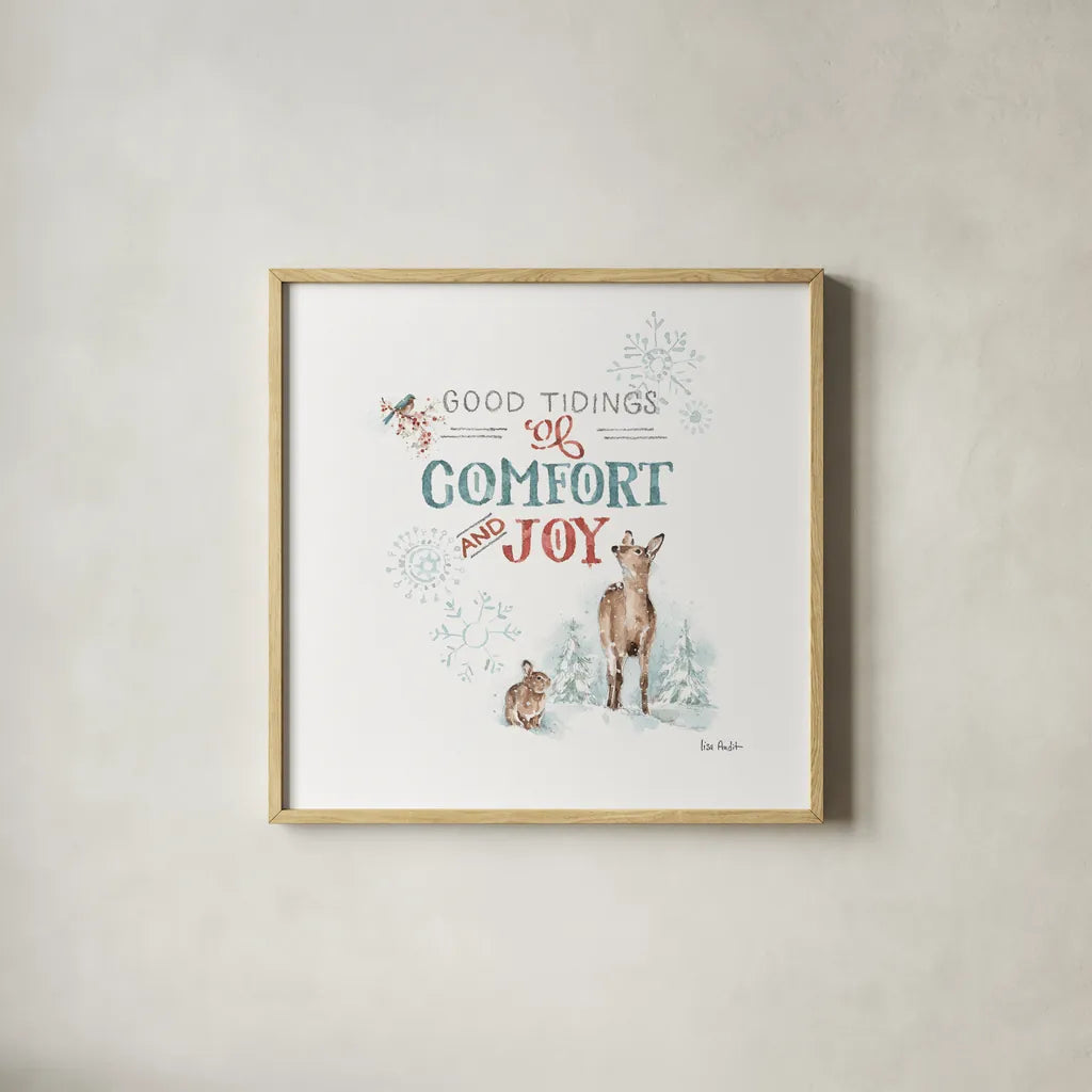 Magical Holidays VII by Lisa Audit. Shown in a natural wood glass frame for a timeless modern aesthetic. Available as an archival giclee rolled canvas, fine art paper, or poster print. SKU 54767a.