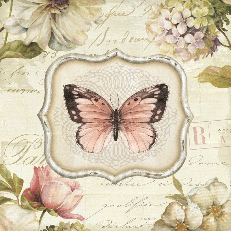 Marche de Fleurs Butterfly Bliss I by Lisa Audit. SKU 104476a. Archival Giclee Fine art print for wall decor.