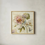 Marche de Fleurs III Crop by Lisa Audit. Shown in a natural wood glass frame for a timeless modern aesthetic. Available as an archival giclee rolled canvas, fine art paper, or poster print. SKU 5774a.