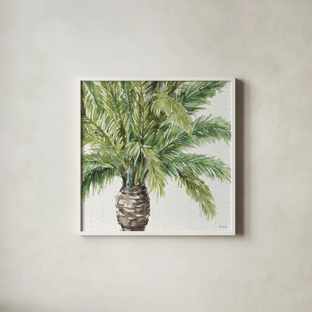 Mixed Greens III by Lisa Audit. Shown in a crisp white glass frame for a clean and minimalist style. Available as an archival giclee rolled canvas, fine art paper, or poster print. SKU 36461a.