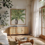 Mixed Greens III by Lisa Audit. Shown in a natural wood frame in a cozy modern living room. Available as an archival giclee rolled canvas, fine art paper, or poster print. SKU 36461a.